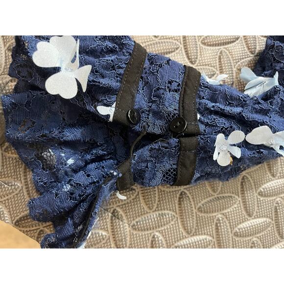 $238 foxiedox | Felicia | Crochet Lace Dress with Sheer Lace Neck Blue Size 8 - Picture 7 of 11